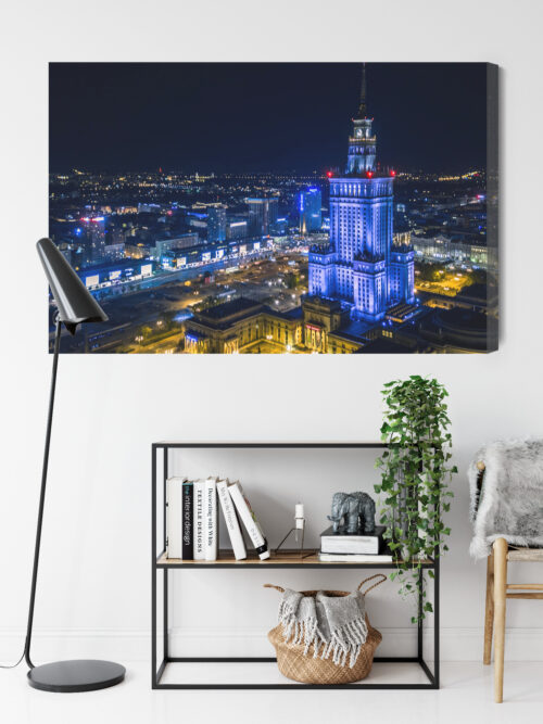 Obraz na płótnie Architektura Warszawa z lotu ptaka nocą Premium Canvas - obrazek 9