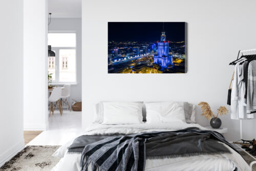 Obraz na płótnie Architektura Warszawa z lotu ptaka nocą Premium Canvas - obrazek 7