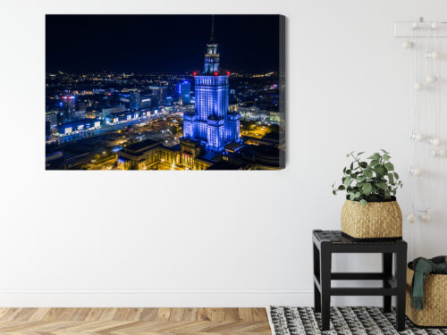 Obraz na płótnie Architektura Warszawa z lotu ptaka nocą Premium Canvas - obrazek 8