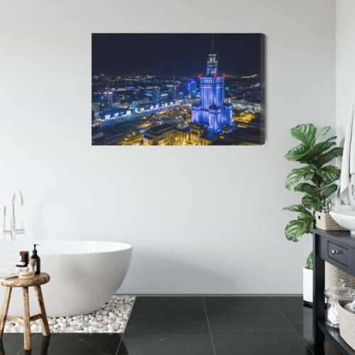 Obraz na płótnie Architektura Warszawa z lotu ptaka nocą Premium Canvas - obrazek 5