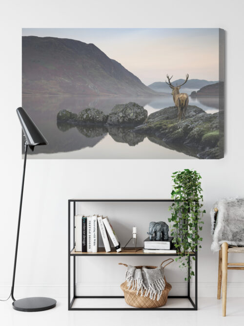 Obraz na płótnie Jeleń góry jezioro Premium Canvas - obrazek 9