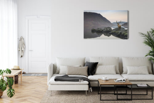 Obraz na płótnie Jeleń góry jezioro Premium Canvas - obrazek 6