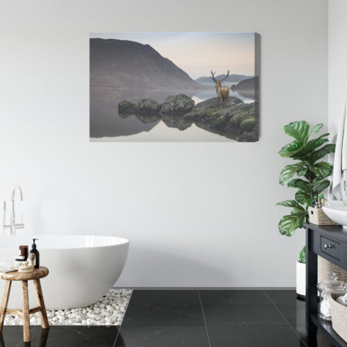 Obraz na płótnie Jeleń góry jezioro Premium Canvas - obrazek 5
