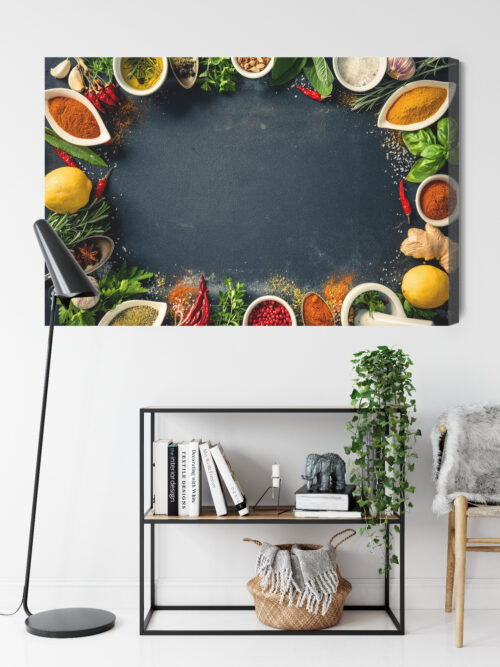 Obraz na płótnie Kuchnia Przyprawy i zioła na stole Premium Canvas - obrazek 9