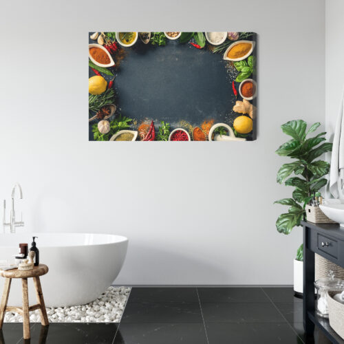 Obraz na płótnie Kuchnia Przyprawy i zioła na stole Premium Canvas - obrazek 5