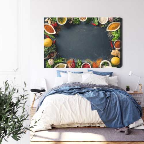 Obraz na płótnie Kuchnia Przyprawy i zioła na stole Premium Canvas - obrazek 3