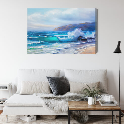 Obraz na płótnie Morze fale wybrzeże Premium Canvas - obrazek 4