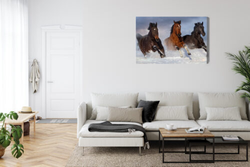 Obraz na płótnie Zwierzęta Konie w śniegu Premium Canvas - obrazek 6