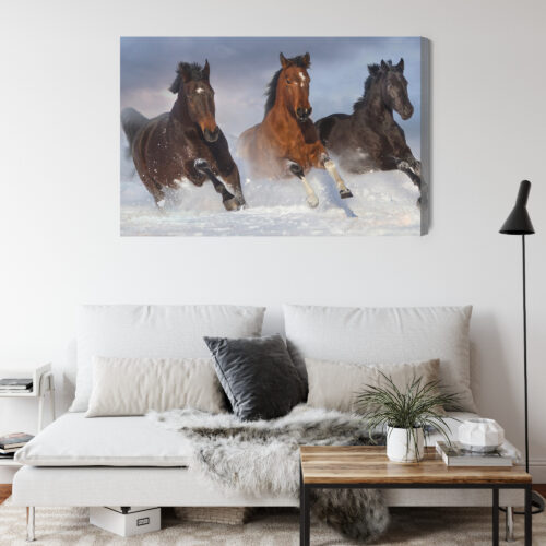 Obraz na płótnie Zwierzęta Konie w śniegu Premium Canvas - obrazek 4