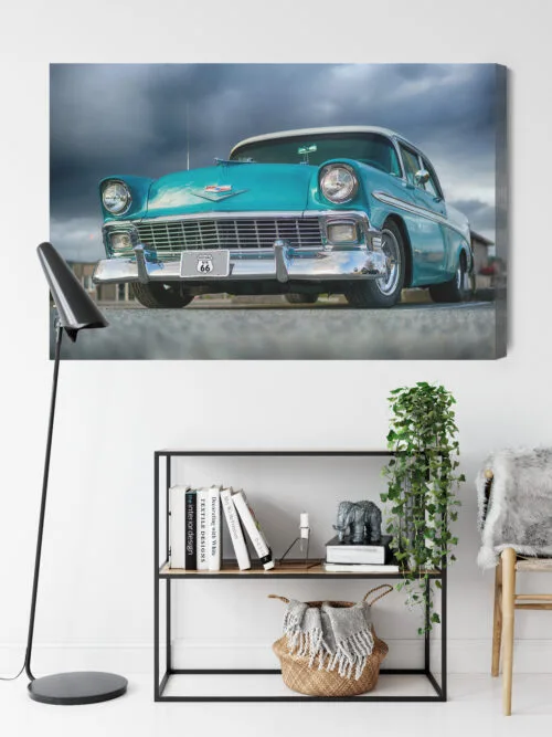 Obraz na płótnie Samochód retro turkusowy Premium Canvas - obrazek 9