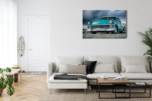 Obraz na płótnie Samochód retro turkusowy Premium Canvas - obrazek 6