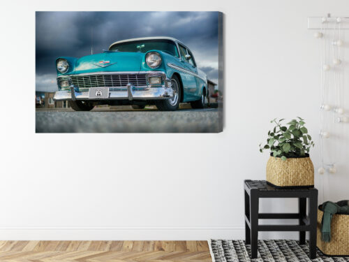 Obraz na płótnie Samochód retro turkusowy Premium Canvas - obrazek 8