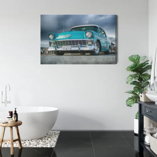 Obraz na płótnie Samochód retro turkusowy Premium Canvas - obrazek 5