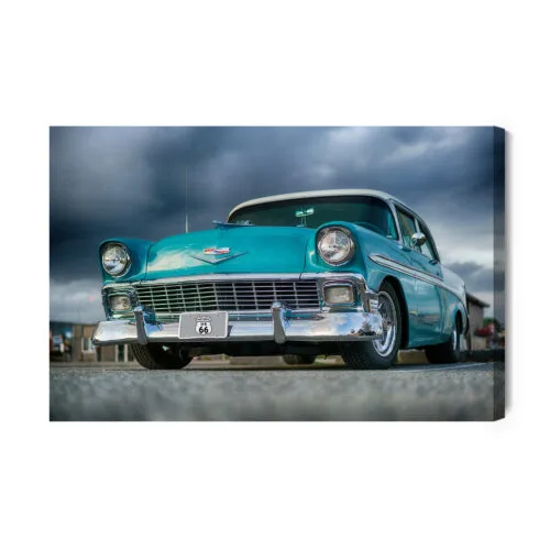 Obraz na płótnie Samochód retro turkusowy Premium Canvas - obrazek 2