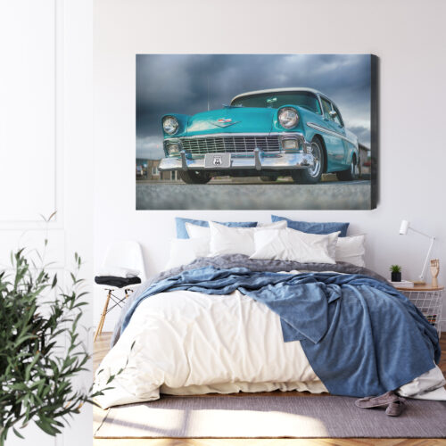 Obraz na płótnie Samochód retro turkusowy Premium Canvas - obrazek 3