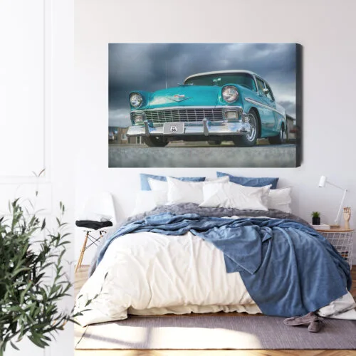 Obraz na płótnie Samochód retro turkusowy Premium Canvas - obrazek 3