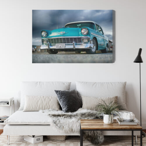 Obraz na płótnie Samochód retro turkusowy Premium Canvas - obrazek 4