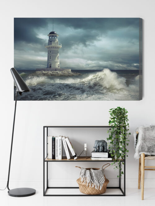 Obraz na płótnie Latarnia morska sztorm Premium Canvas - obrazek 9