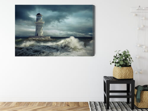 Obraz na płótnie Latarnia morska sztorm Premium Canvas - obrazek 8