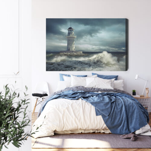 Obraz na płótnie Latarnia morska sztorm Premium Canvas - obrazek 3