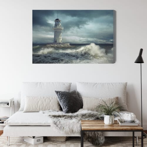 Obraz na płótnie Latarnia morska sztorm Premium Canvas - obrazek 4