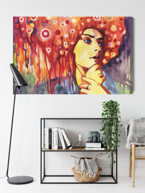 Obraz na płótnie Sztuka Kobieta z ognistą fryzurą Premium Canvas - obrazek 9