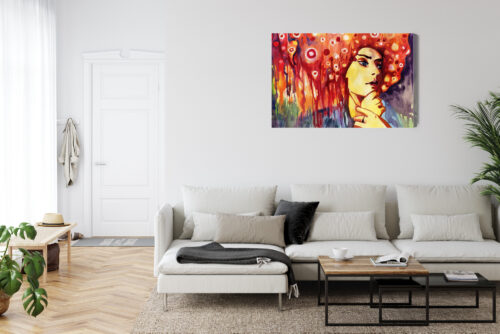 Obraz na płótnie Sztuka Kobieta z ognistą fryzurą Premium Canvas - obrazek 6