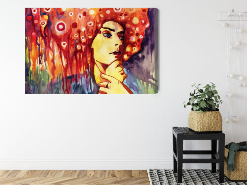 Obraz na płótnie Sztuka Kobieta z ognistą fryzurą Premium Canvas - obrazek 8
