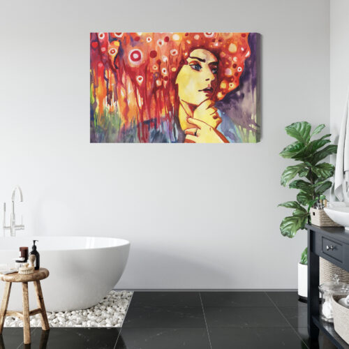 Obraz na płótnie Sztuka Kobieta z ognistą fryzurą Premium Canvas - obrazek 5
