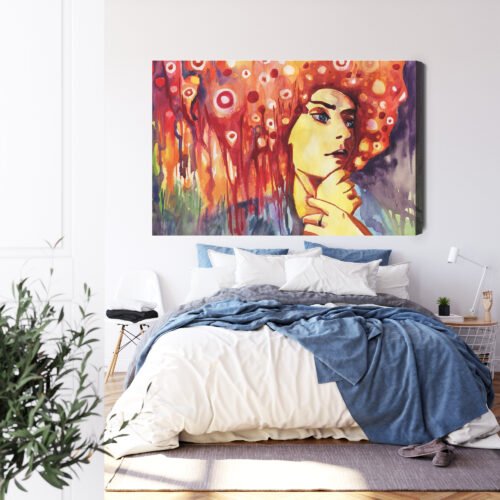 Obraz na płótnie Sztuka Kobieta z ognistą fryzurą Premium Canvas - obrazek 3
