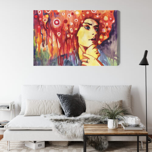 Obraz na płótnie Sztuka Kobieta z ognistą fryzurą Premium Canvas - obrazek 4