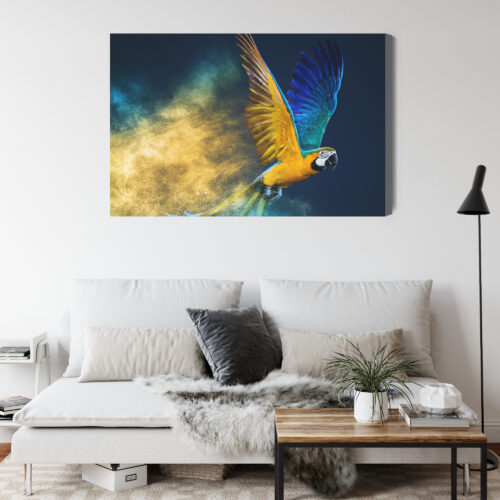 Obraz na płótnie Zwierzęta Latająca papuga Premium Canvas - obrazek 4