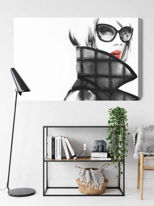 Obraz na płótnie Portret Kobieta w czerni i czerwieni Premium Canvas - obrazek 9