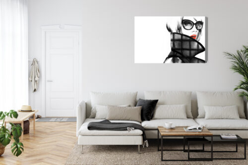 Obraz na płótnie Portret Kobieta w czerni i czerwieni Premium Canvas - obrazek 6