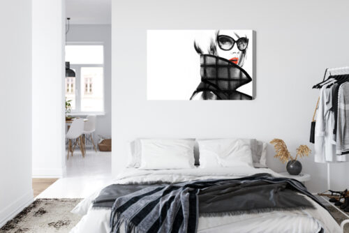 Obraz na płótnie Portret Kobieta w czerni i czerwieni Premium Canvas - obrazek 7