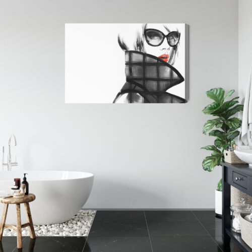 Obraz na płótnie Portret Kobieta w czerni i czerwieni Premium Canvas - obrazek 5