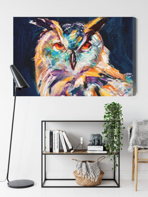 Obraz na płótnie Zwierzęta Sowa kolorowa Premium Canvas - obrazek 9