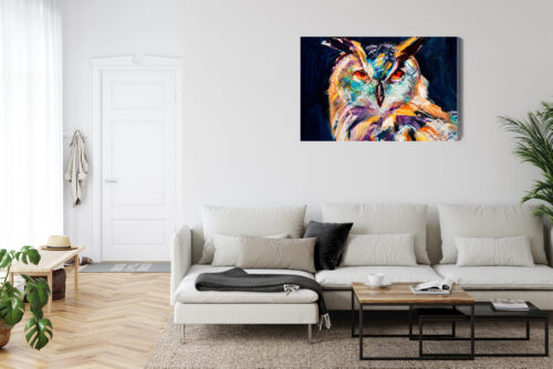 Obraz na płótnie Zwierzęta Sowa kolorowa Premium Canvas - obrazek 6