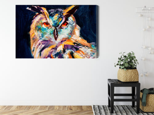 Obraz na płótnie Zwierzęta Sowa kolorowa Premium Canvas - obrazek 8