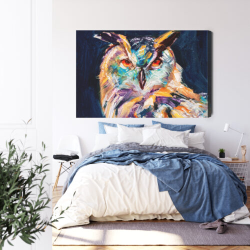 Obraz na płótnie Zwierzęta Sowa kolorowa Premium Canvas - obrazek 3
