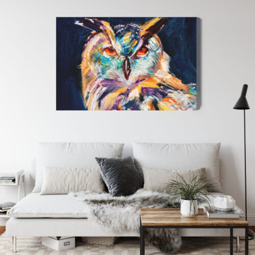Obraz na płótnie Zwierzęta Sowa kolorowa Premium Canvas - obrazek 4
