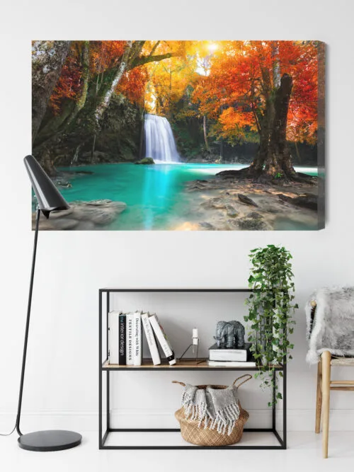 Obraz na płótnie Natura Wodospad jesienią Premium Canvas - obrazek 9