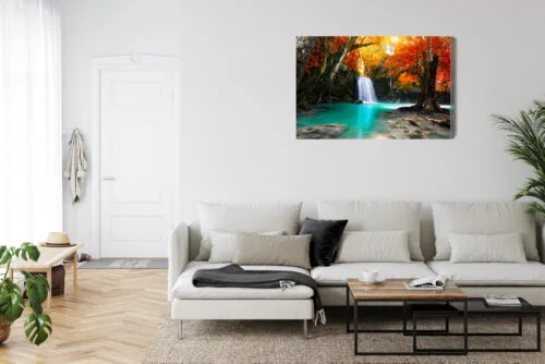 Obraz na płótnie Natura Wodospad jesienią Premium Canvas - obrazek 6