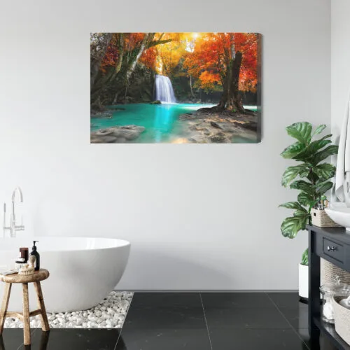 Obraz na płótnie Natura Wodospad jesienią Premium Canvas - obrazek 5