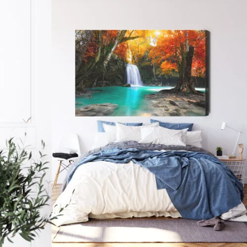 Obraz na płótnie Natura Wodospad jesienią Premium Canvas - obrazek 3