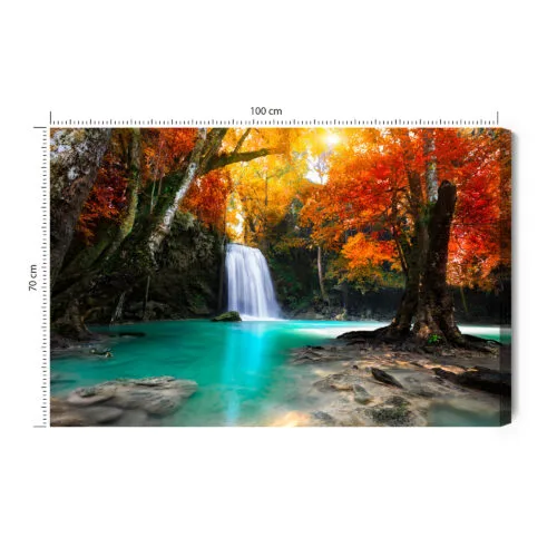 Obraz na płótnie Natura Wodospad jesienią Premium Canvas