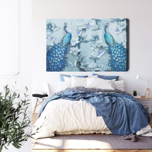Obraz na płótnie Zwierzęta Pawie na gałęziach Premium Canvas - obrazek 3