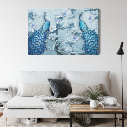 Obraz na płótnie Zwierzęta Pawie na gałęziach Premium Canvas - obrazek 4