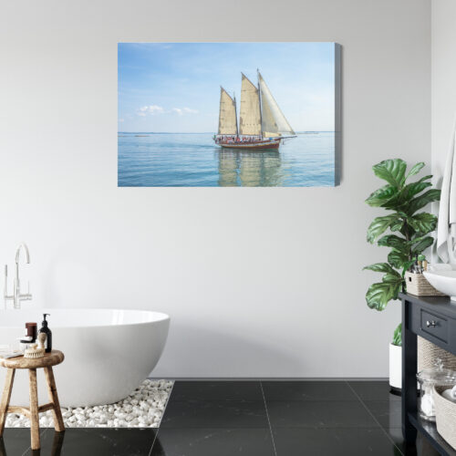 Obraz na płótnie Transport Żaglówka na spokojnym morzu Premium Canvas - obrazek 5