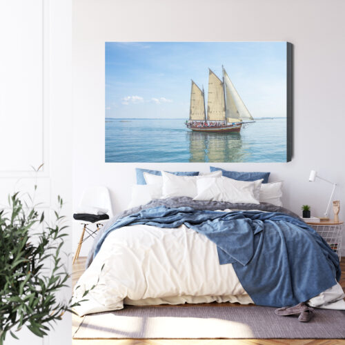 Obraz na płótnie Transport Żaglówka na spokojnym morzu Premium Canvas - obrazek 3